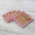 Cotton blend coasters, 'Lahu Pink' (set of 6) - Lahu Style Cotton Blend Coasters in Pink (Set of 6) (image 2b) thumbail