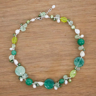Collar con cuentas de piedras preciosas Múltiples - Collar hecho a mano con perlas cultivadas de cuarzo