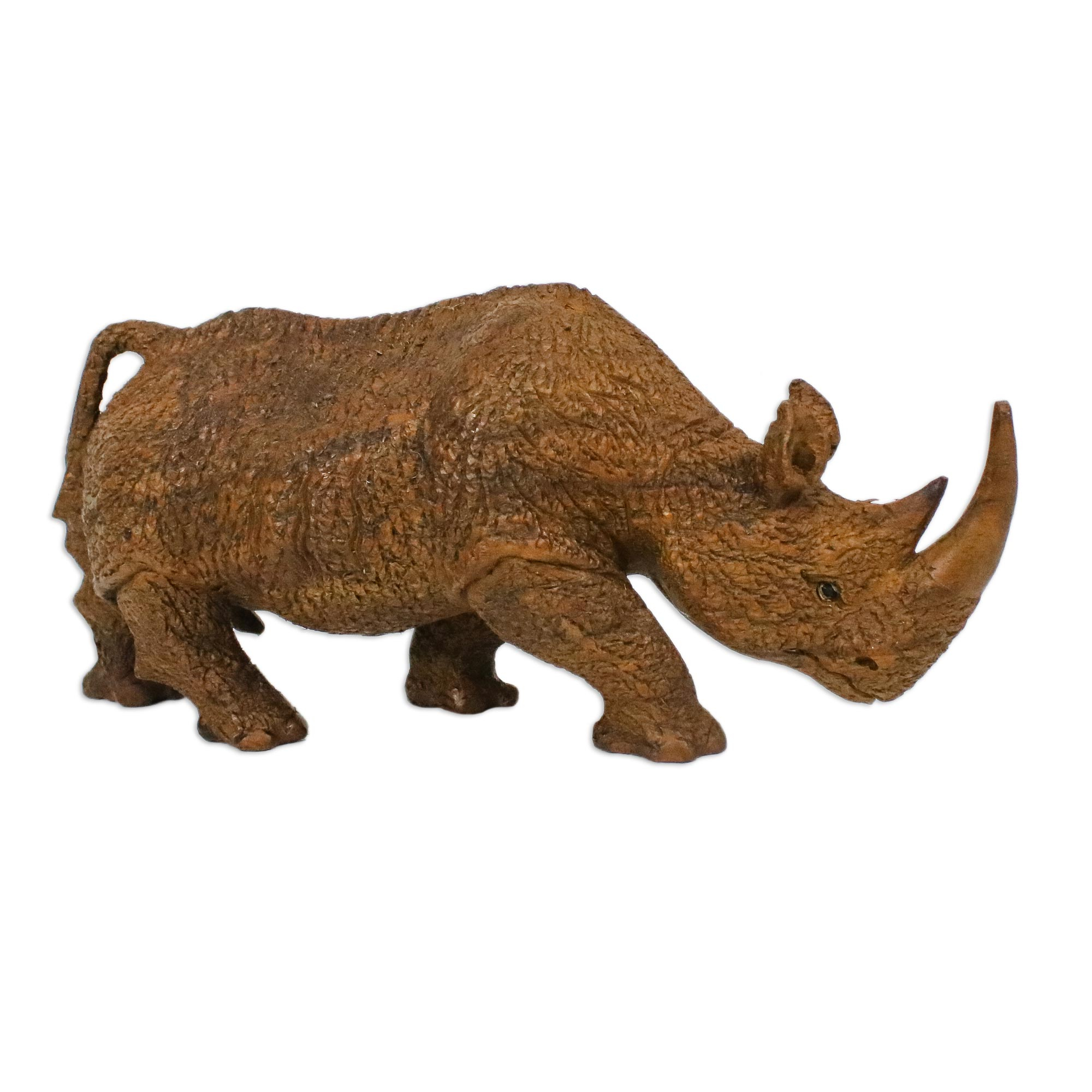 wooden rhino statue