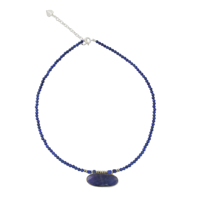 Quartz and Lapis Lazuli Pendant Necklace from Thailand