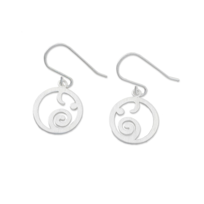 Sterling silver dangle earrings, 'Stellar Elephants' - Circular Sterling Silver Elephant Earrings from Thailand