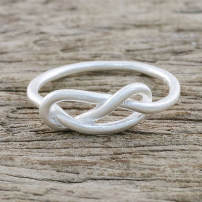 Sterling silver mid-finger ring, Gleaming Knot