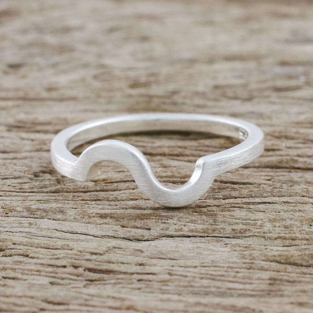 Wavy Sterling Silver Mid-Finger Ring from Thailand - Wondrous