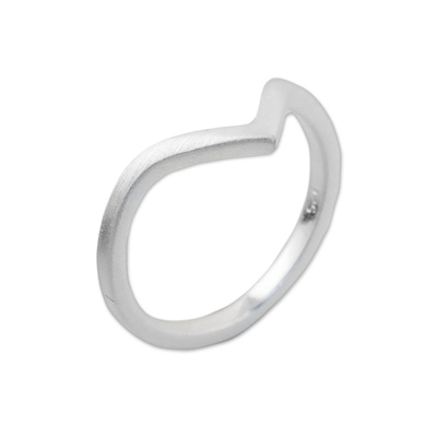 Sterling silver mid-finger ring, 'Wondrous Angle' - Angular Sterling Silver Mid-Finger Ring from Thailand