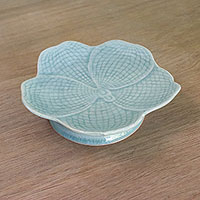 Celadon ceramic centerpiece, Blooming Orchid