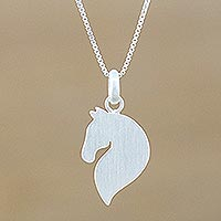 Sterling silver pendant necklace, 'Equine Grace'