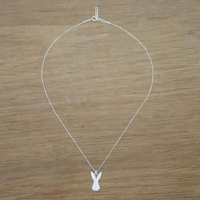 Sterling silver pendant necklace, 'Inquisitive Rabbit' - Sterling Silver Rabbit Pendant Necklace from Thailand