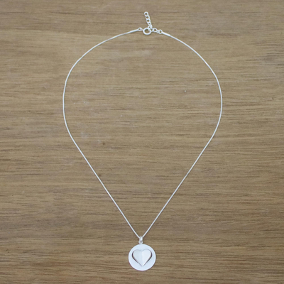 Collar colgante de plata esterlina - Collar con colgante de corazón de plata esterlina de Tailandia