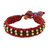 Brass beaded wristband bracelet, 'Siam Beauty in Red' - Brass Beaded Wristband Bracelet in Red from Thailand