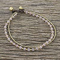 Rose quartz beaded anklet, Ringing Beauty