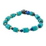 Lapis lazuli beaded bracelet, 'Oceanic Wonder' - Handcrafted Calcite and Lapis Lazuli Beaded Bracelet