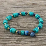Lapis lazuli beaded bracelet, 'Oceanic Wonder' - Handcrafted Calcite and Lapis Lazuli Beaded Bracelet