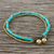 Armband aus Messingperlen - Blau-grünes Calcit- und Messing-Doppelständer-Perlenarmband