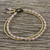 Rose quartz beaded bracelet, 'Valley of Roses' - Handmade Rose Quartz Brass Beaded Bracelet with Loop Closure (image 2) thumbail