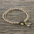 Rose quartz beaded bracelet, 'Valley of Roses' - Handmade Rose Quartz Brass Beaded Bracelet with Loop Closure (image 2b) thumbail