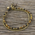 Tiger's eye beaded bracelet, 'Valley of Amber' - Handmade Tiger's Eye Brass Beaded Bracelet with Loop Closure thumbail