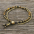 Tiger's eye beaded bracelet, 'Valley of Amber' - Handmade Tiger's Eye Brass Beaded Bracelet with Loop Closure