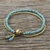 Calcite beaded bracelet, 'Valley of Blue' - Handmade Calcite Brass Beaded Bracelet with Loop Closure (image 2b) thumbail