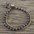 Lapiz lazuli beaded bracelet, 'Valley of Lapis' - Handmade Lapis Lazuli Brass Beaded Bracelet with Loop (image 2) thumbail