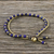 Lapiz lazuli beaded bracelet, 'Valley of Lapis' - Handmade Lapis Lazuli Brass Beaded Bracelet with Loop (image 2b) thumbail