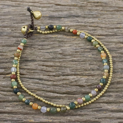 Agate beaded anklet, Valley of colour