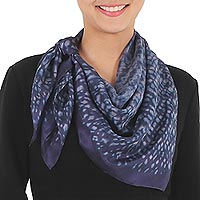 Featured review for Tie-dyed silk scarf, Indigo Party