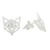 Sterling silver stud earrings, 'Fox Face' - Handmade Fox Stud Earrings 925 Sterling Silver Thailand
