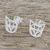 Sterling silver stud earrings, 'Fine Feline' - Handmade 925 Sterling Silver Cat FaceStud Earrings