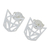 Sterling silver stud earrings, 'Fine Feline' - Handmade 925 Sterling Silver Cat FaceStud Earrings