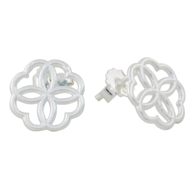 Sterling silver stud earrings, 'Mandarin Charm' - Handmade Mandarin Charm 925 Sterling Silver Stud Earrings