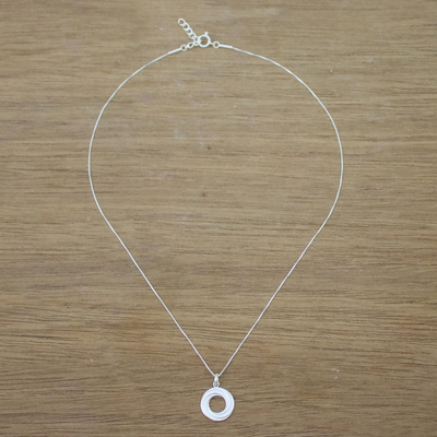 Collar colgante de plata esterlina - Collar con colgante circular hecho a mano en plata de ley 925
