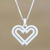 Sterling silver pendant necklace, 'United Hearts' - Handmade 925 Sterling Silver Heart Pendant Necklace Thailand