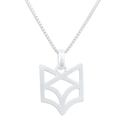 Sterling silver pendant necklace, 'Sly Fox' - Handmade Fox 925 Sterling Silver Pendant Necklace Thailand