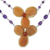 Multi-gemstone beaded pendant necklace, 'Dawn Bloom in Orange' - Handmade Carnelian Amethyst Glass Floral Pendant Necklace