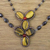 Multi-gemstone beaded pendant necklace, 'Dawn Bloom in Amber' - Handmade Tigers Eye Garnet Dyed Quartz Pendant Necklace (image 2b) thumbail