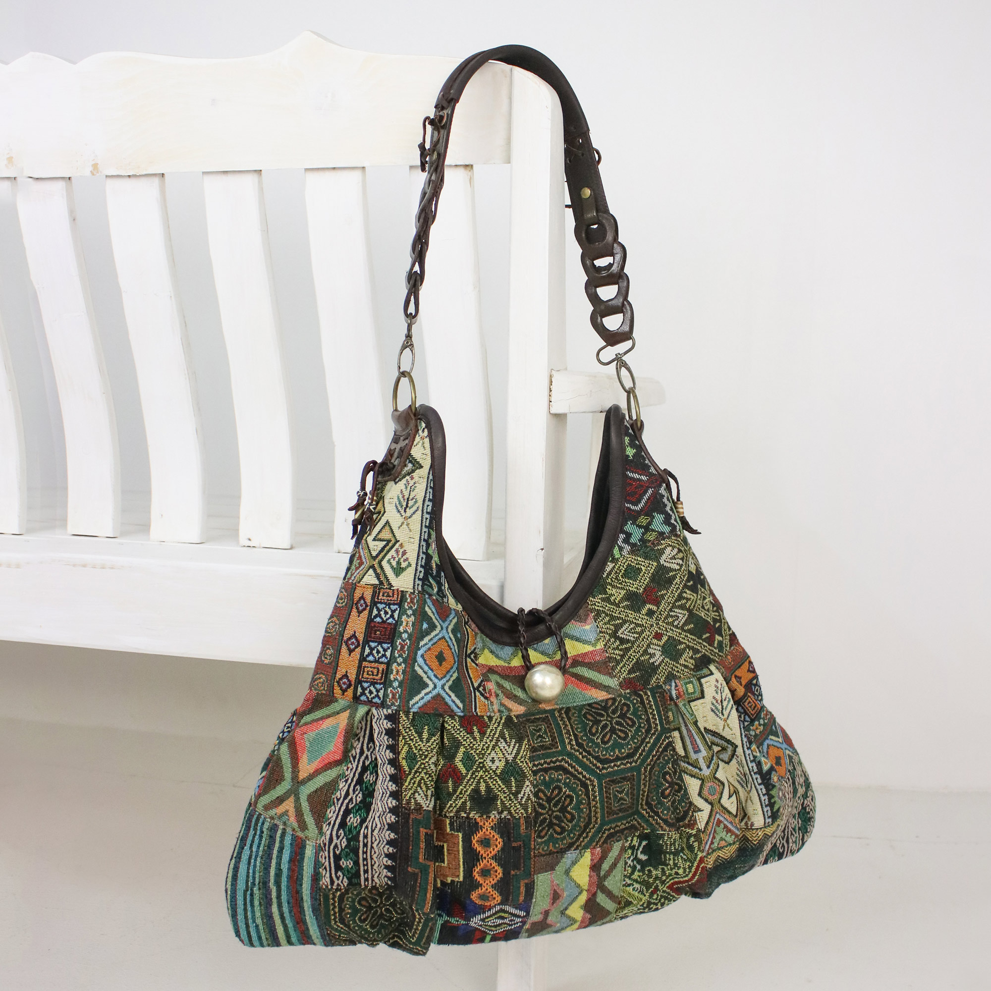 Handmade Thailand Cotton Blend Patchwork Shoulder Bag - Graceful ...