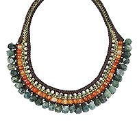 Multi-gemstone pendant necklace, 'Bohemian Charm' - Bohemian Multi-Gemstone Pendant Necklace from Thailand