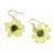 Natural zinnia dangle earrings, 'Yellow Summertime Zinnia' - Resin Coated Natural Zinnia Dangle Earrings from Thailand (image 2d) thumbail