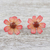 Natural zinnia button earrings, 'Red Summertime Zinnia' - Resin Coated Natural Zinnia Button Earrings from Thailand (image 2) thumbail