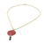 Halskette mit natürlichem Rosenblütenblatt-Anhänger und Granat- und Goldakzenten - Granat- und vergoldete natürliche Rosenblüten-Anhänger-Halskette