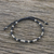 Silver beaded cord bracelet, 'True Balance in Black' - Hill Tribe Style 950 Silver And Black Cord Bracelet thumbail