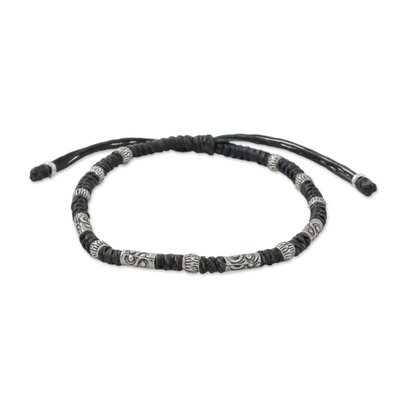 Hill Tribe Style 950 Silver And Black Cord Bracelet - True Balance in ...