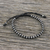 Silver beaded cord bracelet, 'Endeavor in Black' - Artisan Crafted Cord Bracelet with 950 Silver Beads