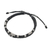 Silver beaded cord bracelet, 'Double Luck in Black' - Thai Hill Tribe Style Unisex Silver Beaded Cord Bracelet