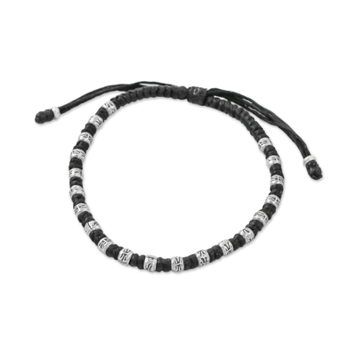 Braided Black Cord Bracelet Handmade in Thailand
