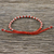 Silver beaded cord bracelet, 'Enterprise in Vermilion' - Vermilion Cord Bracelet with Hill Tribe Silver Beads