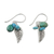 Silver dangle earrings, 'Lively Leaves' - Silver and Recon Turquoise Leaf Earrings from Thailand