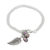 Cultured pearl charm bracelet, 'Lively Leaf in Grey' - Cultured Pearl Leaf Bracelet in Grey from Thailand