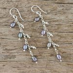 Cultured pearl dangle earrings, 'Purity of Life in Grey' - Cultured Pearl Dangle Earrings in Grey from Thailand