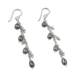 Cultured pearl dangle earrings, 'Purity of Life in Grey' - Cultured Pearl Dangle Earrings in Grey from Thailand